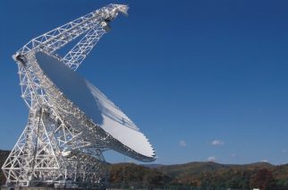 The Robert C. Byrd Green Bank Radio Telescope (GBT) is the world’s largest steerable telescope, standing 485-feet tall, weighing over 17 million pounds, with a 2.3 acre surface.